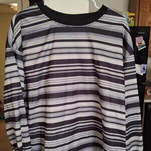 Black, Gray, and White long sleeved shirt